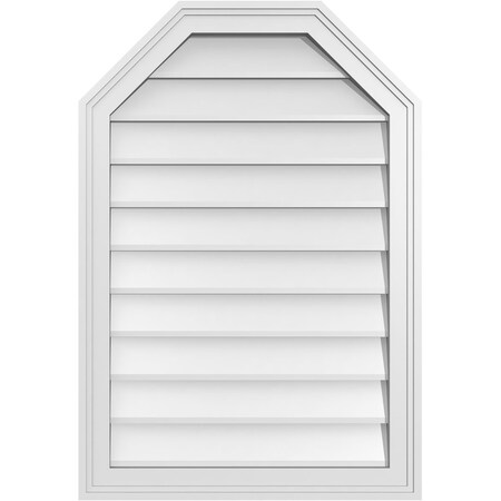Ekena Millwork Octagonal Top Surface Mount PVC Gable Vent w/ 2"W x 1-1/2"P Brickmould Frame, 22"W x 32"H GVPOT22X3202SN